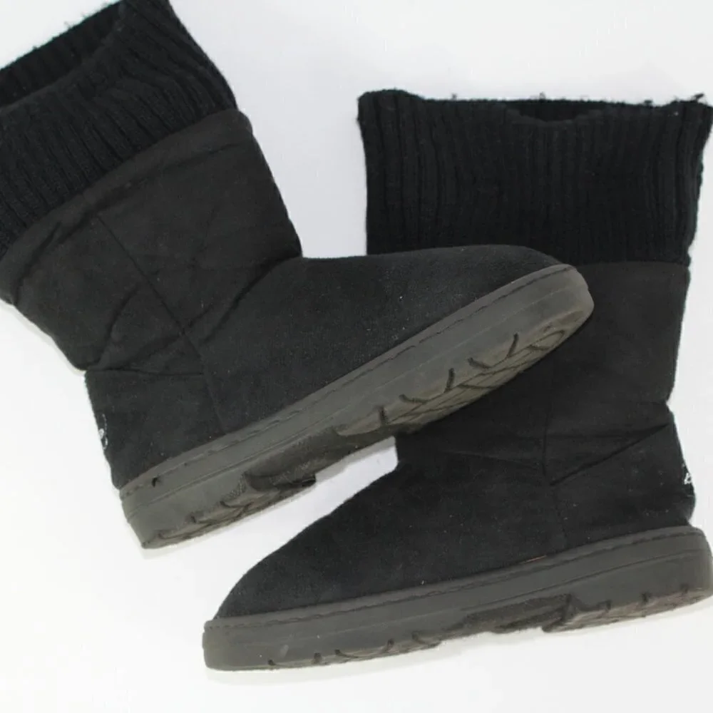 Bebe Girl Sweater Cuff Boots Size 3 Youth Black